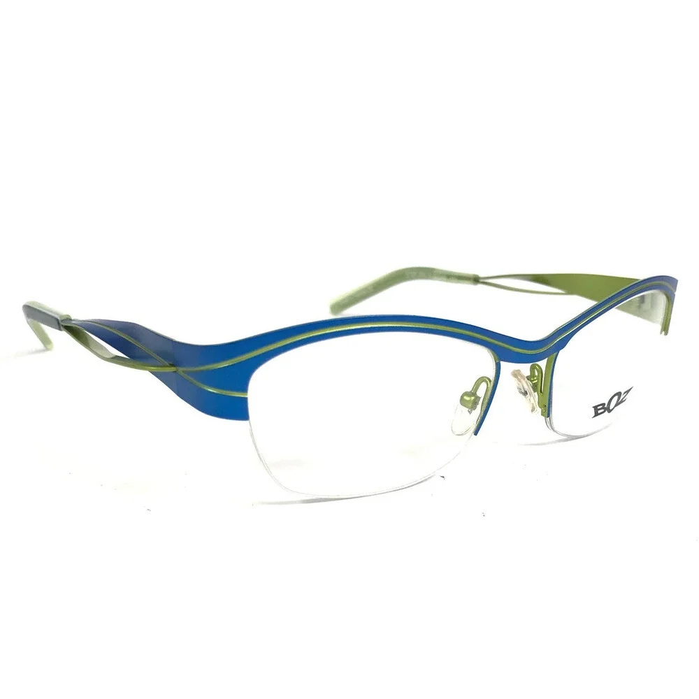 BOZ Eyeglasses Frames STAR 2642 Blue Anise Green Half Rim Cat Eye 52.5-17-131